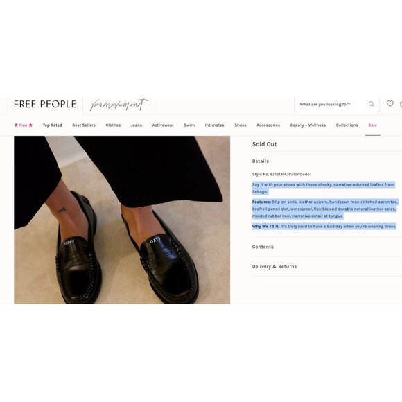 Free People Sebago Happy Days Penny Loafers Mocassins Size 11 - Picture 7 of 8